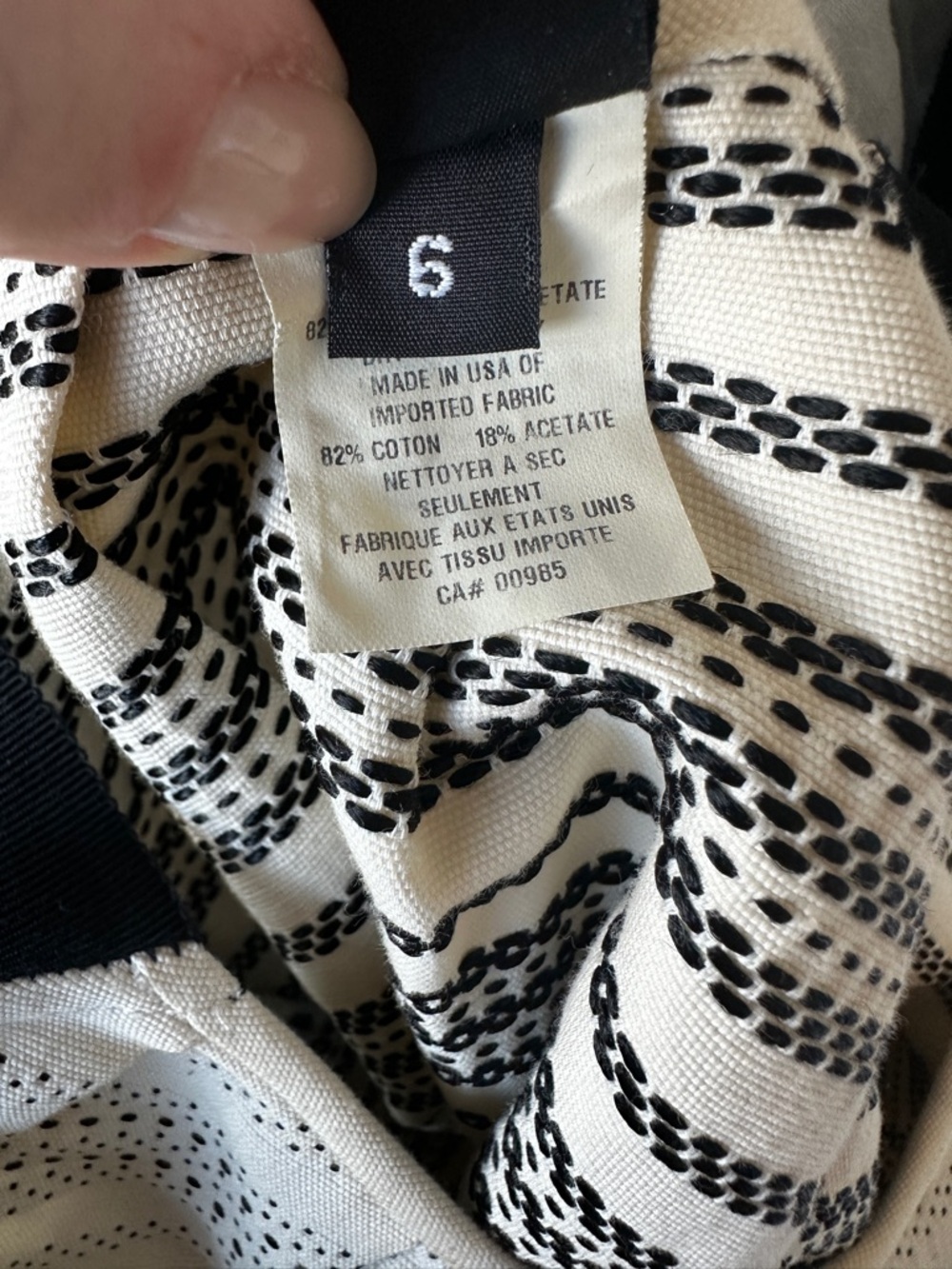 Zero + Maria Cornejo Cream and Black pattern dress sz 6 - Picture 9 of 9